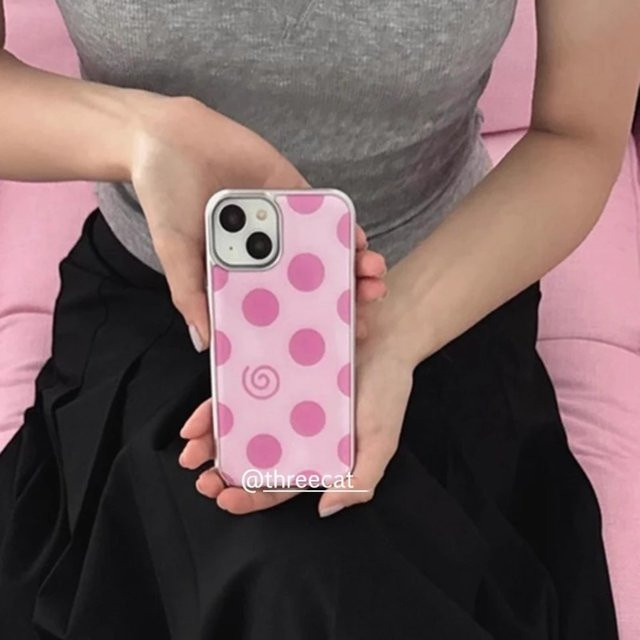DecoPhone Handyhülle mit lila rosa Wellen- und Punktmuster für iPhone 17 16 15 14 13 12 11 Pro Max XR Plus - Bild 1