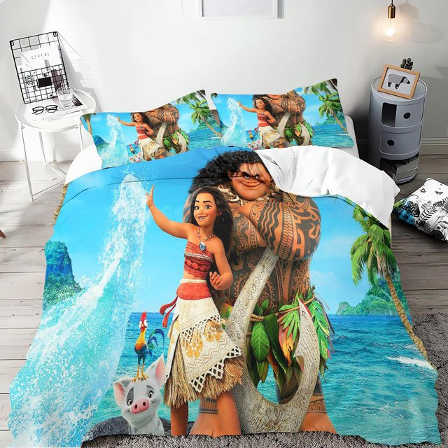 Paslu Moana Prinzessin Anime Bettwäsche-Set aus Polyester, Mehrfarbig, B/H: 150 x 200 cm - Bild 1