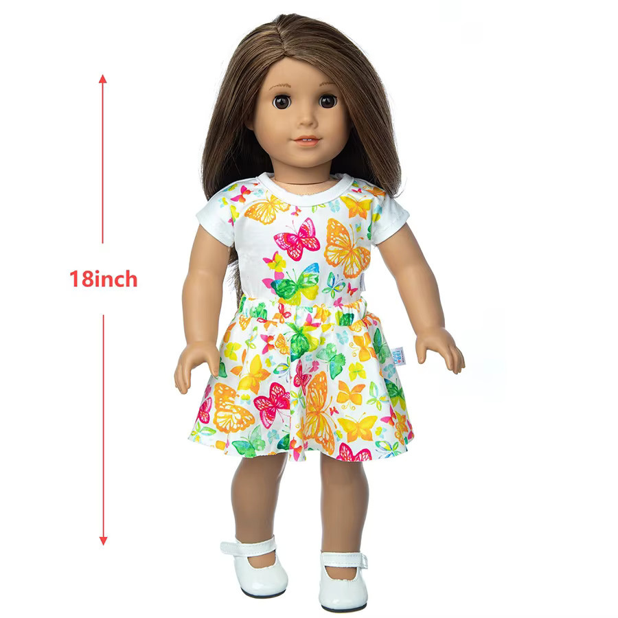 dearbei Puppenkleid, Schmetterlingsdruck, 16-18 Zoll/40-45 cm - Bild 3