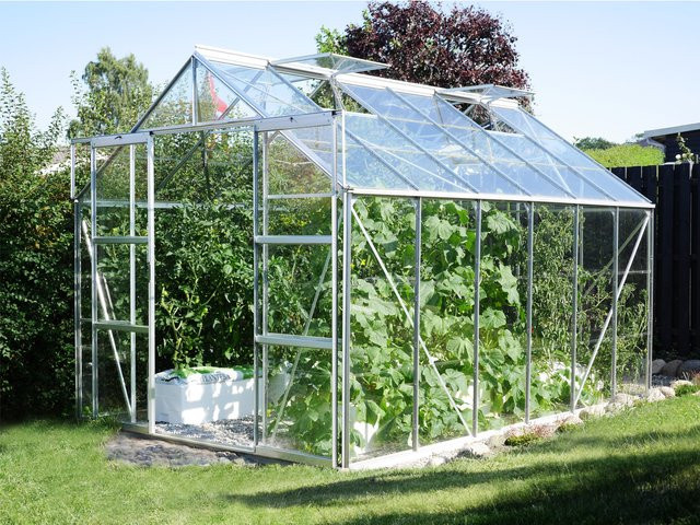 Vitavia Gewächshaus Uranus 9900 aus eloxiertem Aluminium in Silber mit transparentem Einscheibensicherheitsglas und Doppelschiebetür, 9,9 m² - Bild 1