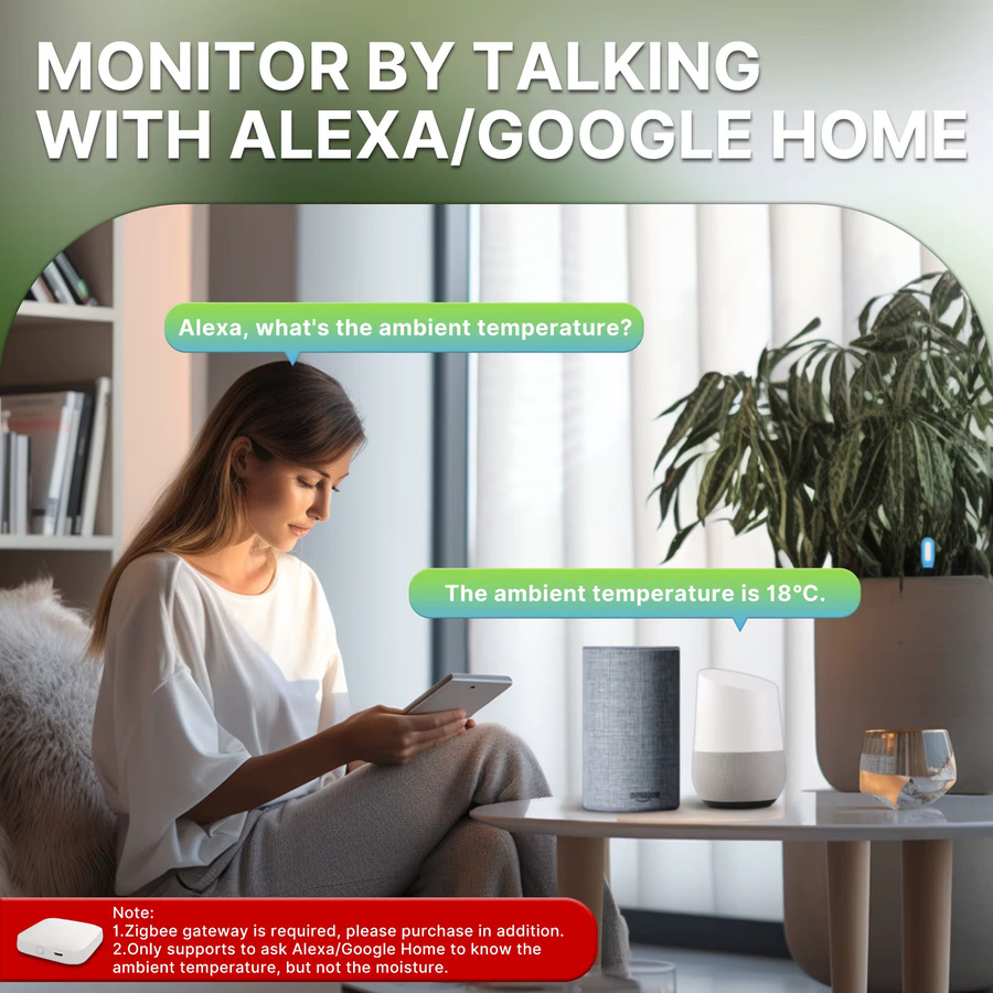 MOES Tuya Smart ZigBee Boden Temperatur und Feuchtigkeit Sensor mit Echtzeit-Monitor und Sprachsteuerung - Bild 4
