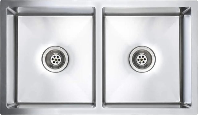 vidaXL Handgefertigte Einbauspüle aus Edelstahl in Silber, B/T/H: 76 x 44 x 20 cm - Bild 1