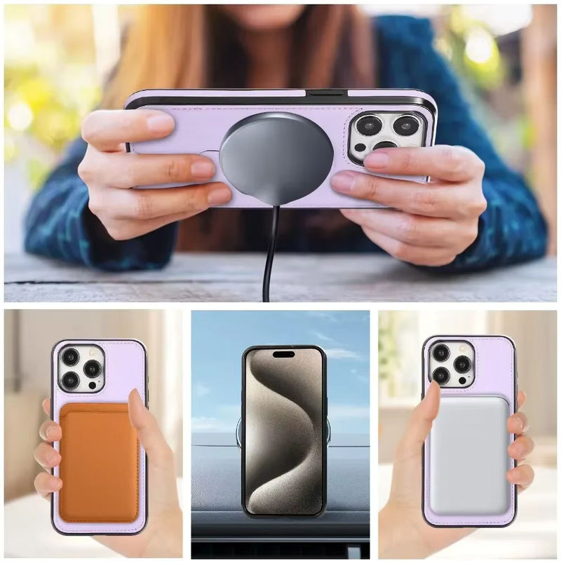 szHAIyu MagSafe Handyhülle aus Kunstleder mit magnetischem Ringhalter für iPhone 15 14 13 12 11 Pro Max in Purple - Bild 3