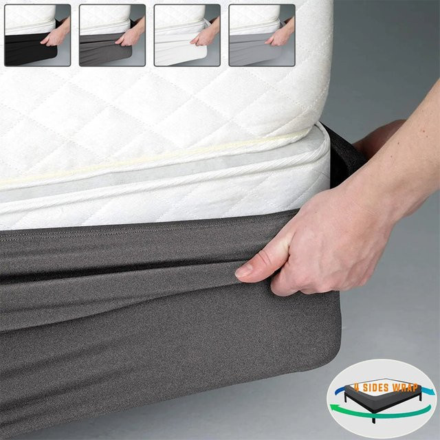 Boxspringbezug aus dehnbarem Jersey-Strick von soi Sehend in Schwarz, B/H: 150 x 200 cm - Bild 1