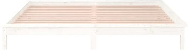 vidaXL Massivholzbett aus Kiefernholz mit LED-Unterbettbeleuchtung und USB-Ladeport in Weiß, B/T/H: 140 x 190 cm - Bild 1
