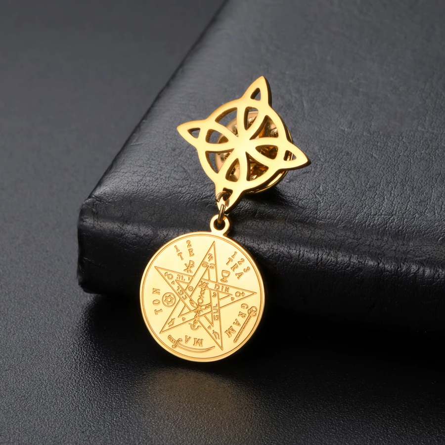 Cazador Brosche Hexenknoten Tetragrammaton Pentagramm, Edelstahl, Unisex - Bild 2