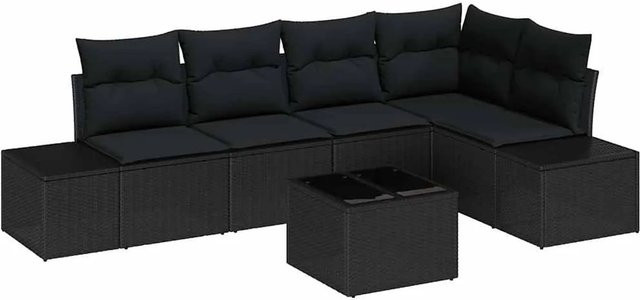 vidaXL 6-teiliges Garten Sofa Set aus Poly-Rattan in Beige mit UV-beständigen Polsterkissen - Bild 1