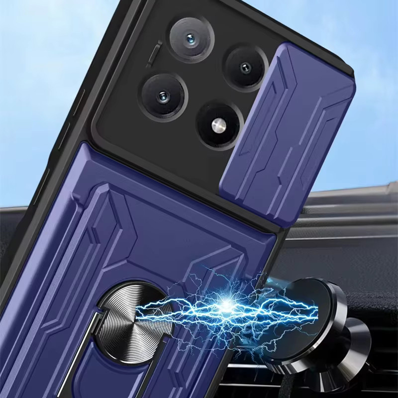 Schutzhülle für Xiaomi POCO X7 Pro 5G und Mi POCO X6 Pro 5G mit Kameraobjektivschutz und Kartensteckplatz in Grau - Bild 2