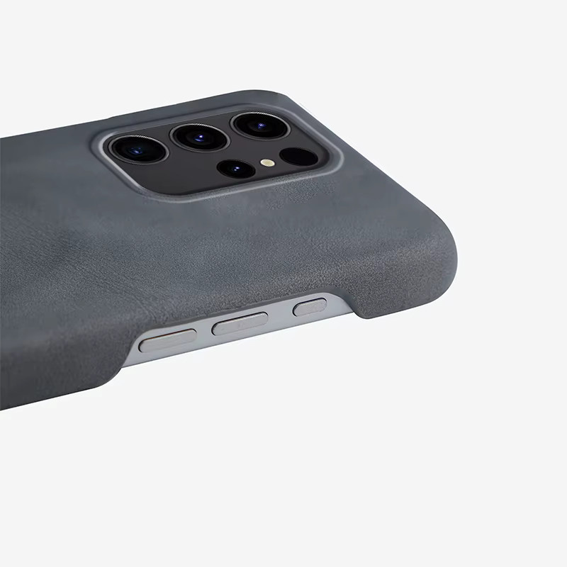 Premium Business Retro Skin Feel Schaffell Leder Hülle für Samsung Galaxy S26 Ultra S25 S24 S23 Plus mit MagSafe Kompatibilität in Grau - Bild 4
