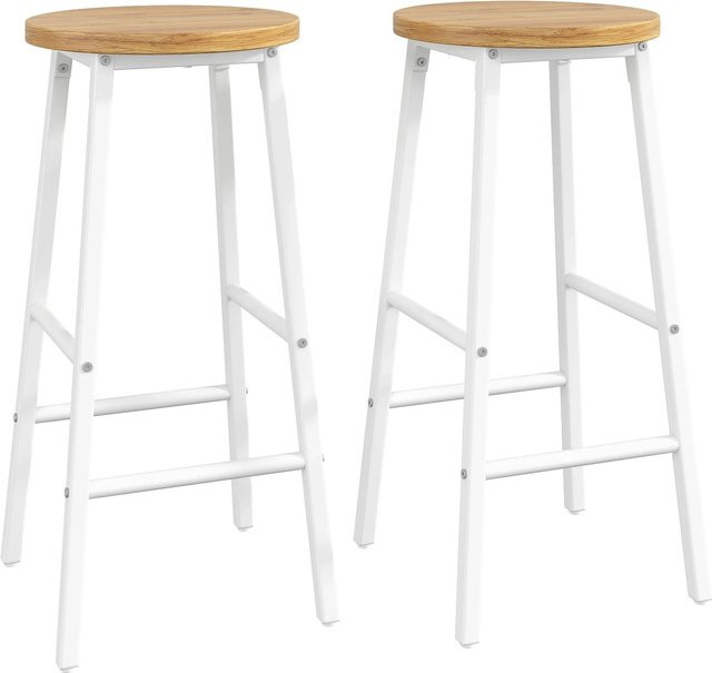 Merax Barhocker 2er Set in Weiß mit Holzoptik und Metallgestell, Höhe: 63 cm - Bild 1