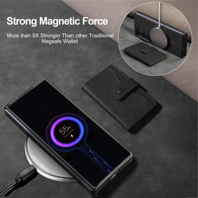 MagSafe Kabellose Lade Geldbörse Karten Handyhülle für Samsung Galaxy Z Fold 7 6 5 4 3 und Flip in Schwarz, Braun, Rot oder Blau - Bild 2