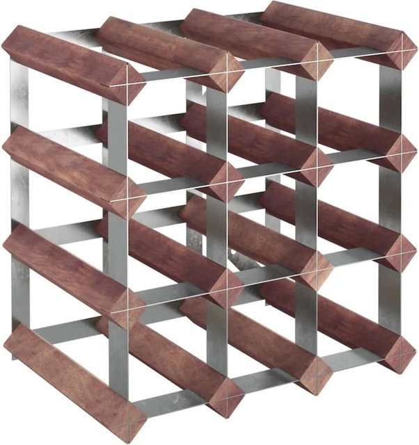vidaXL Weinregal aus massivem Kiefernholz in Braun für 12 Flaschen, Wandmontage, B/T/H: 32,5 x 22,5 x 32,5 cm - Bild 1