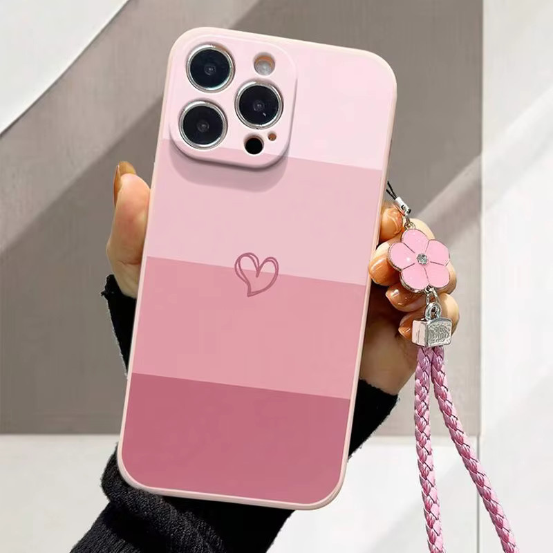 Bunte Liebesherz Silikonhülle für Apple iPhone (verschiedene Modelle), stoßfest, Mehrfarbig/Pink - Bild 4