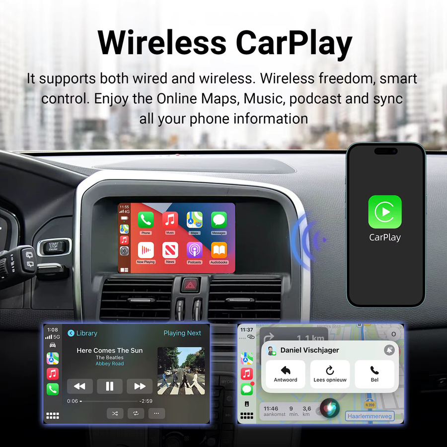 LEXXSON CarPlay und Android Auto Upgrade Decoderbox für Volvo V40 V60 S60 XC60 S80 (2015–2018), Multimedia-Schnittstelle, Schwarz - Bild 5
