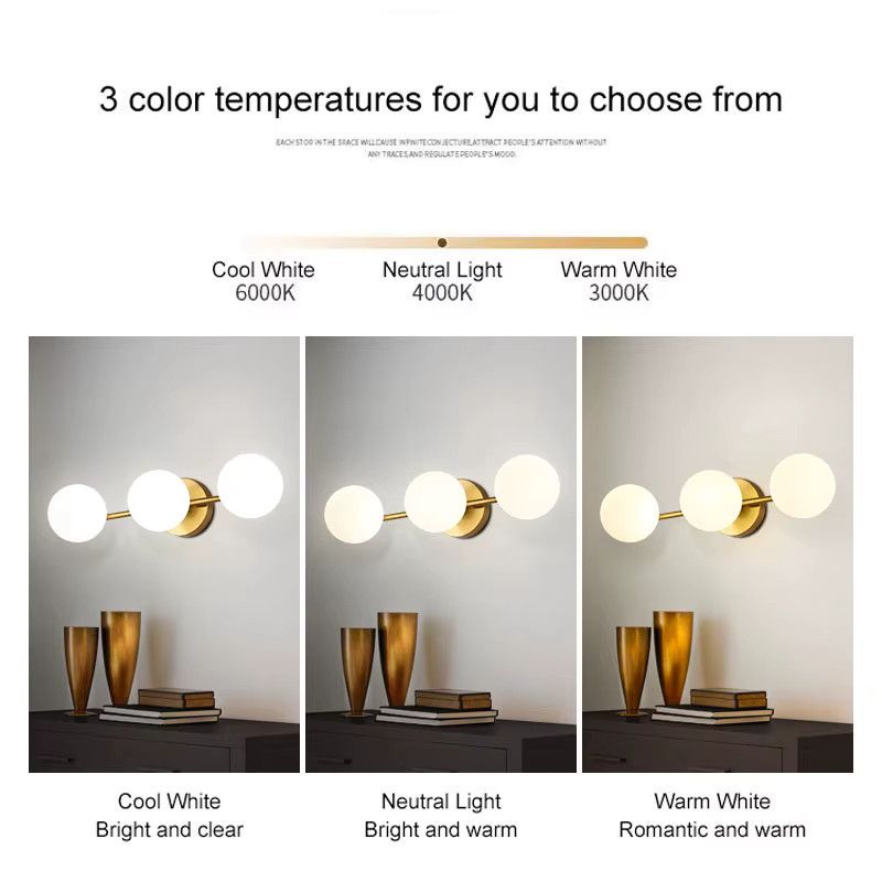 Vikotou LED-Wandleuchte mit Milchglas-Kugel in Schwarz und Gold für Küche und Esszimmer mit G9-Fassung - Bild 2