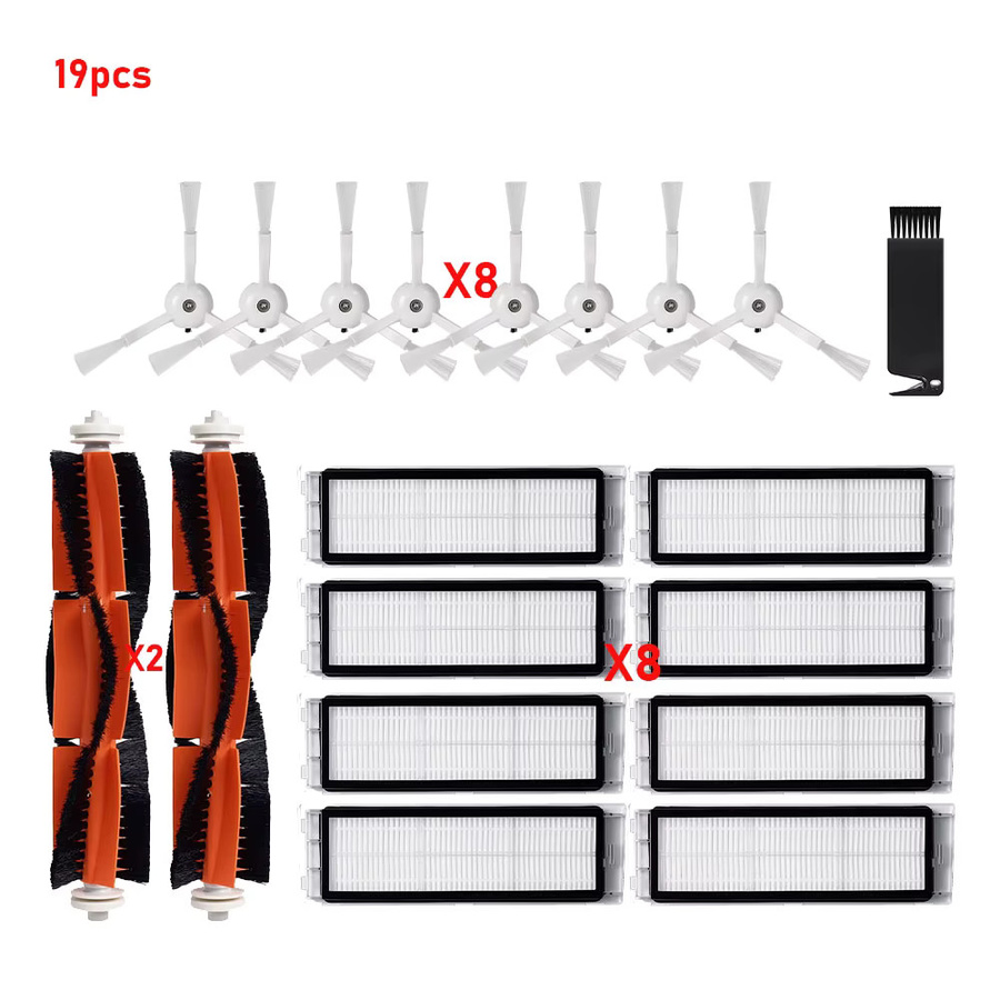 WINDNINJA Zubehör-Set für Roborock S4 S4 Max S5 S6 E3 E4 und Xiaomi Mi Robot 1S SDJQR02RR SDJQR03RR mit Hauptbürsten, Seitenbürsten und Filtern in Multicolour - Bild 1