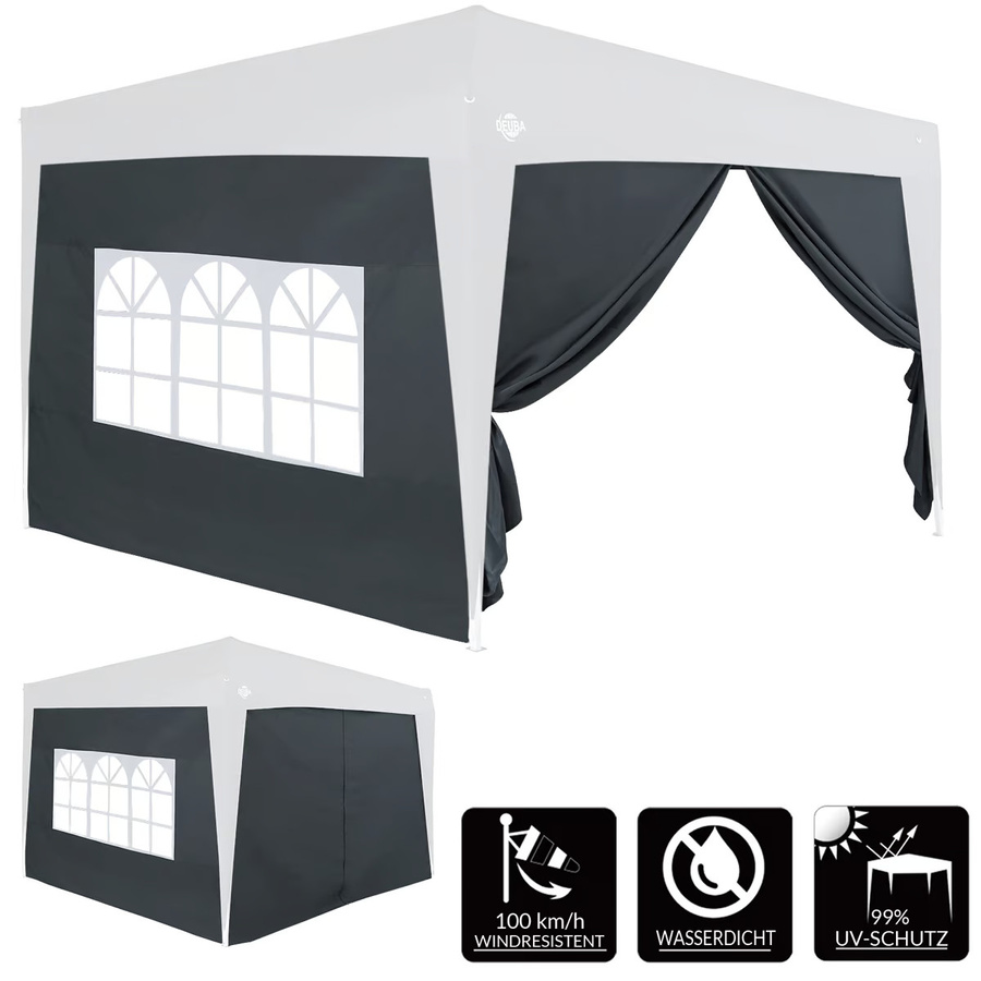 Deuba 2er-Set Seitenwände für Faltpavillon aus Polyester, Anthrazit, B: 300 cm, H: 200 cm - Bild 2