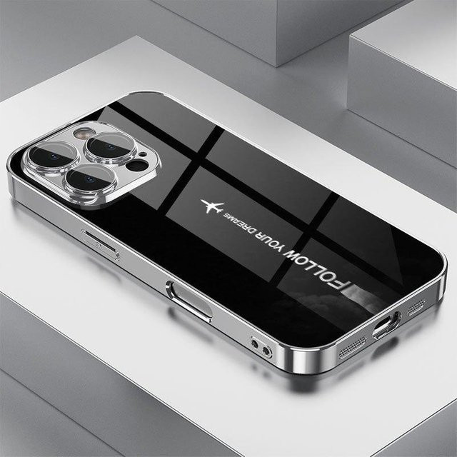 Handyhülle aus Glas mit Flugzeugrouten-Design für Apple iPhone 16e in Schwarz - Bild 1