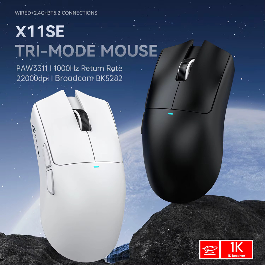 ATTACK SHARK X11SE Kabellose Gaming-Maus in Weiß mit PAW3311-Sensor, 22000 DPI und 63 g Superlight Design - Bild 4