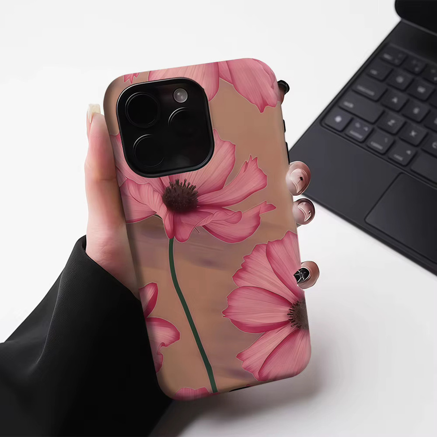 Potdemiel Blush Cosmos Bloom Handyhülle für iPhone 17 16 15 14 13 Pro Max Plus, robuste Einzel- und Doppelschicht-Schutzhülle, Farbe: Pink - Bild 4
