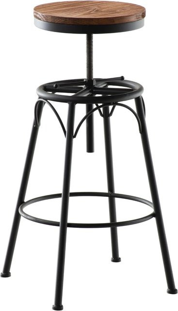 CLP Barhocker Beam in Schwarz und Braun im Industrial Design aus Metall und Holz, Höhe: 90 cm, Sitzhöhe: 42 cm - Bild 1