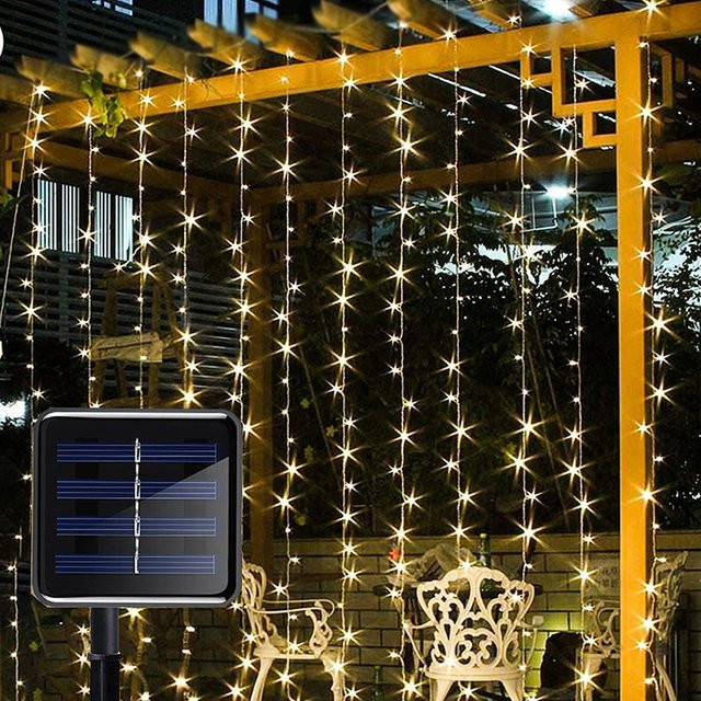 Topdii Solar LED Vorhang Lichterkette aus Kupferdraht für Garten, Terrasse und Party - Bild 1