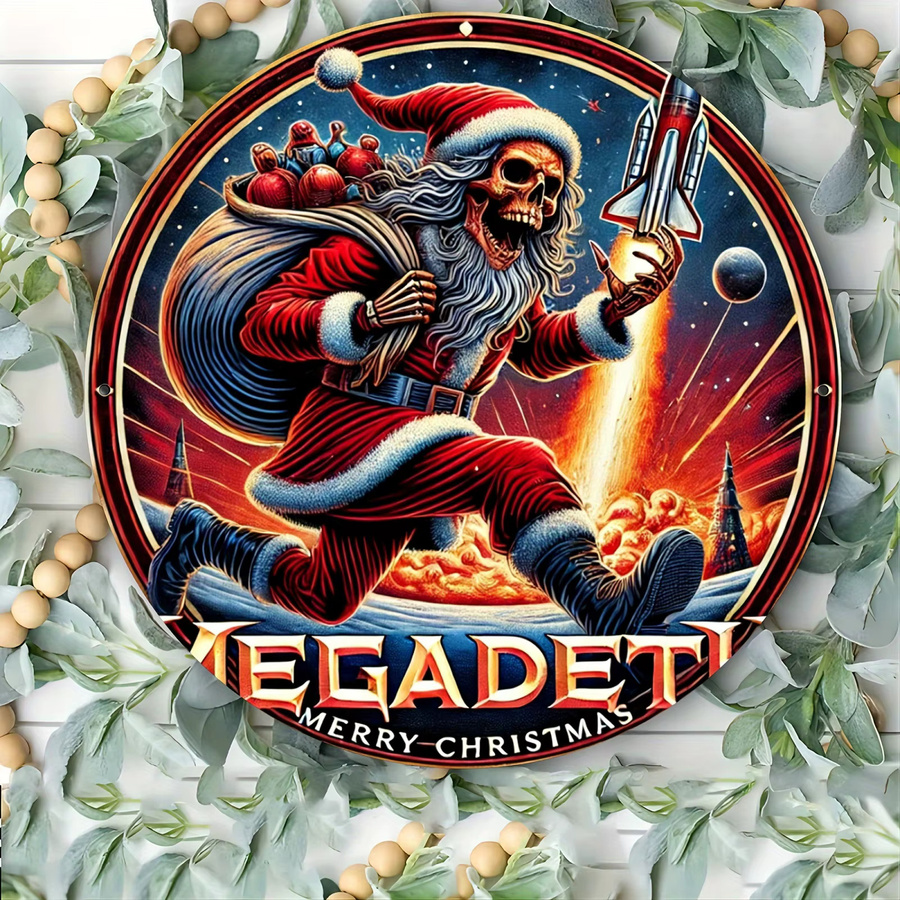 Megadeth Frohe Weihnachten Aluminiumschild, rundes Metall-Wandkunst-Dekor in Mehrfarbig für dein Heim und Büro - Bild 6