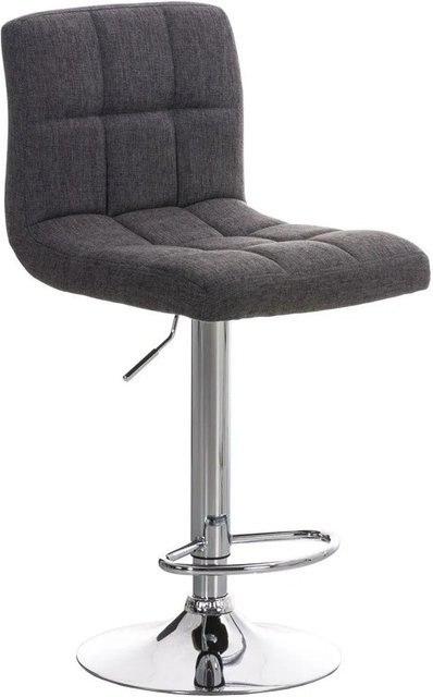 DELUKE Barhocker REZAR höhenverstellbarer Barstuhl mit Lehne, drehbar, Stoff Hellgrau Silber, B/T/H: 46 x 47 x 94 cm - Bild 1