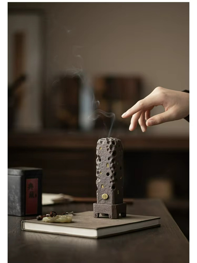 Zen Stick Keramik Räuchergefäß mit Deckel im Retro-Design für Meditation und Aromatherapie - Bild 5