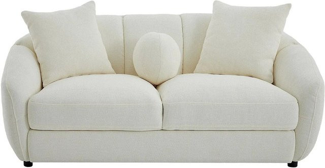 Nafeki Sofa in Elfenbein ohne Schlafmöglichkeit mit Stoffbezug, Breite: 182 cm, Höhe: 78 cm, Tiefe: 96 cm - Bild 1