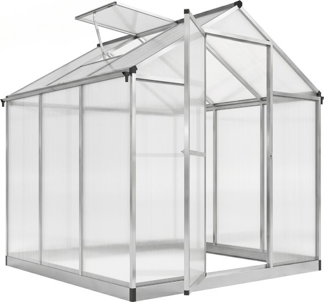 Outsunny Gewächshaus aus Aluminium und Polycarbonat mit Lüftungsfenster und Türriegel, B/T/H: 190 x 242 x 195 cm - Bild 1