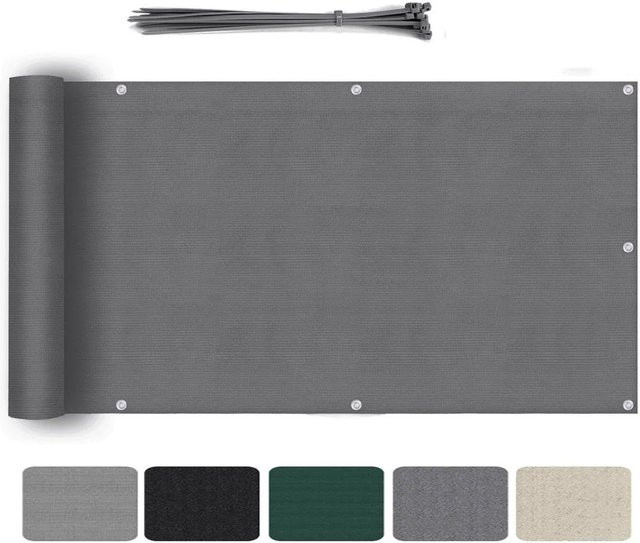 Sekey Balkonsichtschutz aus HDPE in Anthrazit, leicht transparent mit UV-Schutz, Höhe: 120 cm, Breite: 600 cm - Bild 1