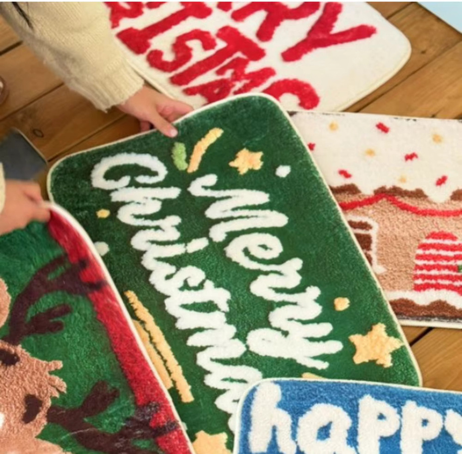 VIKAMA Weihnachts-Teppich aus Kaschmirimitat mit Tier-Motiv, rutschfest, Mehrfarbig, B/T: 60 x 40 cm - Bild 3