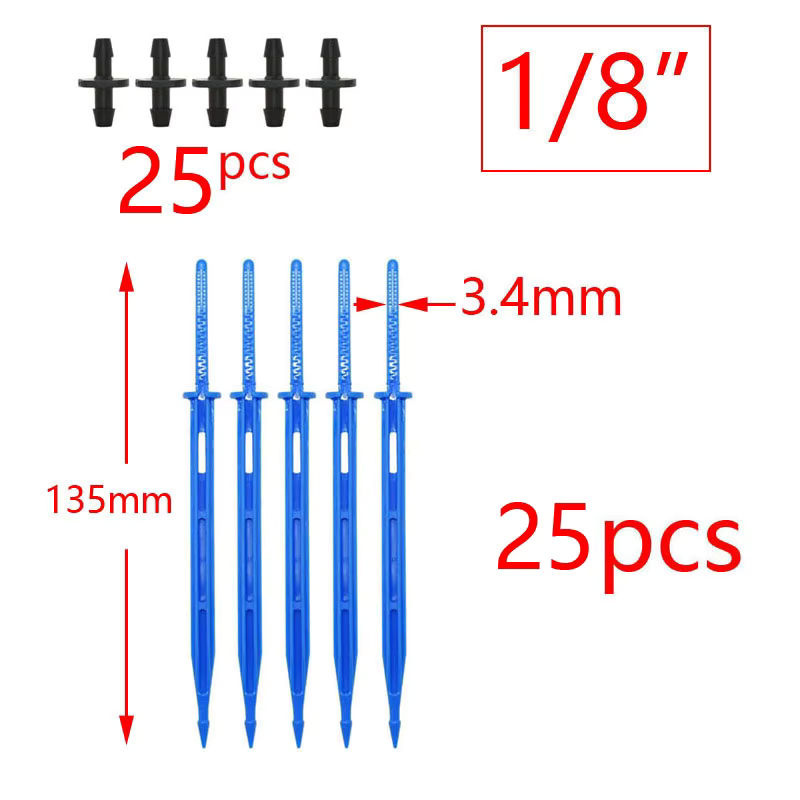 LWHRR Pfeiltropfer Set für die Topfbewässerung, 25 Stück, transparent, 3/5 mm und 4/7 mm, 1/8 Zoll und 1/4 Zoll - Bild 2