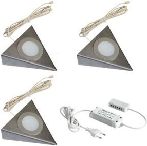 Hera 3er-Set LED-Unterbauleuchten aus Edelstahl in Silber mit Trafo, dimmbar und WiFi-Steuerung, warmweiß - Bild 1