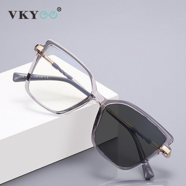 VKYEE Korrektionsbrille Butterfly, Vollrand, Blaulichtfilter, grau, Damen - Bild 1