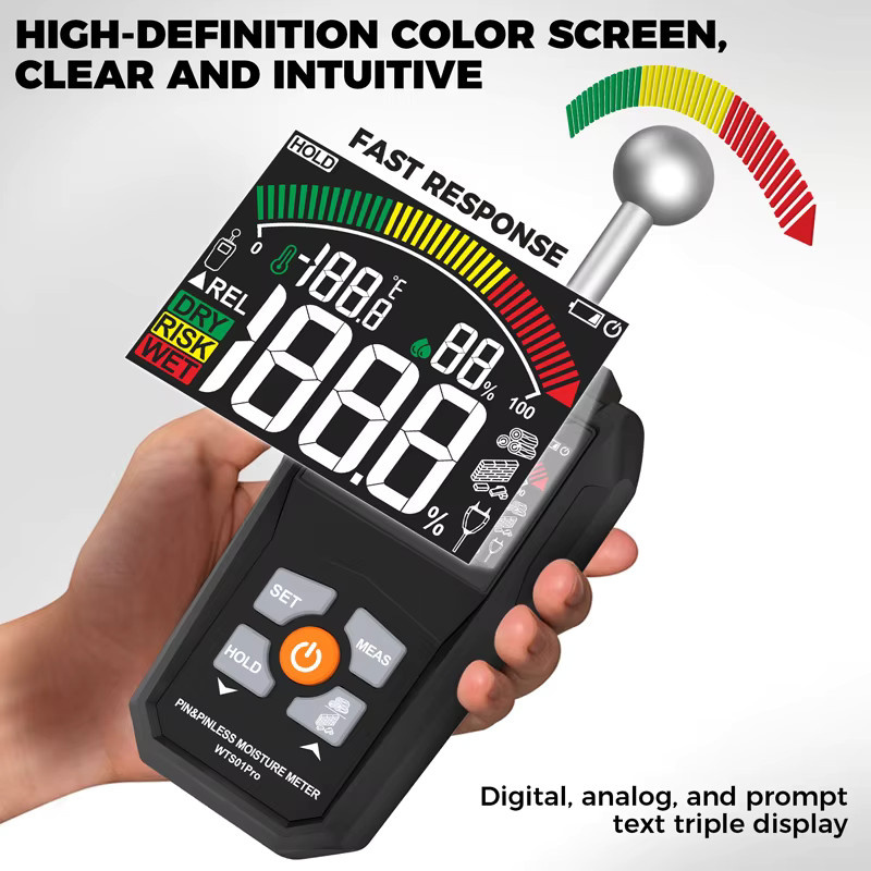 POROMETISTO Digitales Holzfeuchtemessgerät WTS01/WTS01Pro mit LCD-Display und zerstörungsfreier Messfunktion für die Holzbearbeitung - Bild 5