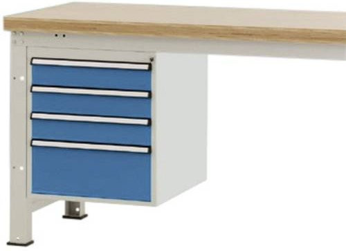 Manuflex ZB4831.5012 Gehäuse-Unterbau PROFI in Blau/Mehrfarbig mit 4 abschließbaren Schubfächern für Werkbanktiefe 700 mm, Nutzhöhe: 500 mm - Bild 1