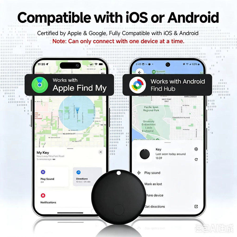 Smarte Bluetooth-Tracker-Tags in Schwarz für Android und iOS zur Ortung von Schlüsseln, Gepäck und Geldbörsen - Bild 4