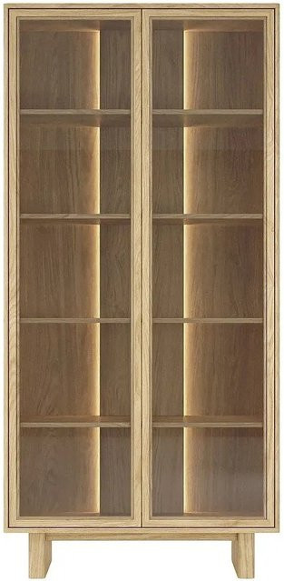Vente-unique Vitrinenschrank Terlona in Naturfarben Hell mit Glastüren und integrierter Beleuchtung, Breite: 93,5 cm - Bild 1