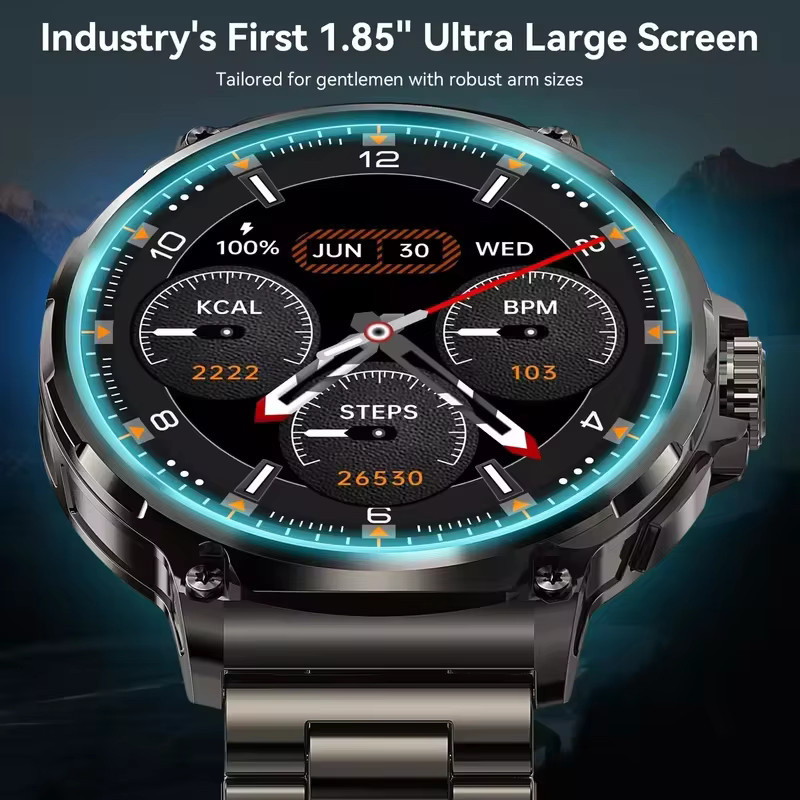 LIGE Smartwatch, GPS, Edelstahl, Schwarz, Herren - Bild 2