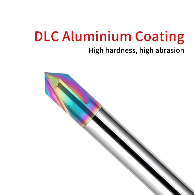 CHOWMASTER 3F Gerade Beschichteter Hartmetall Anfasen Schaftfräser mit DLC-Beschichtung aus Wolframstahl für Aluminium und Metall, Mehrfarbig - Bild 2