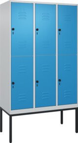 C+P Doppelstock-Spind Classic PLUS Gestell mit 3 Abteilen, Farbe: Lichtblau, B/T/H: 212 x 120 x 50 cm - Bild 1