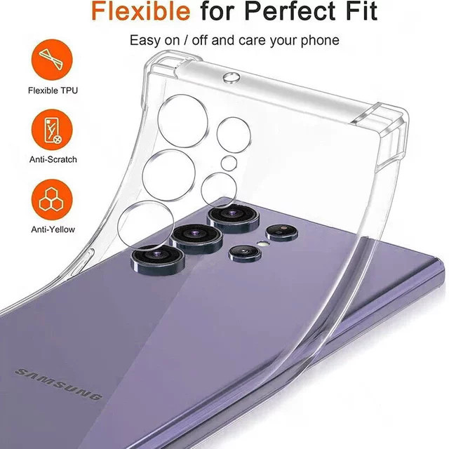 Stoßfeste und ultradünne transparente Schutzhülle für Samsung Galaxy S25 S24 S23 S22 S21 Plus Ultra sowie A53 A34 A54 5G - Bild 1