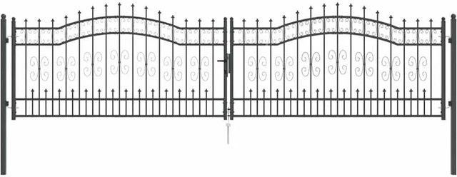 vidaXL Zauntor mit Speer-Top aus Stahl in Grau, B/H: 404 x 100 cm - Bild 1