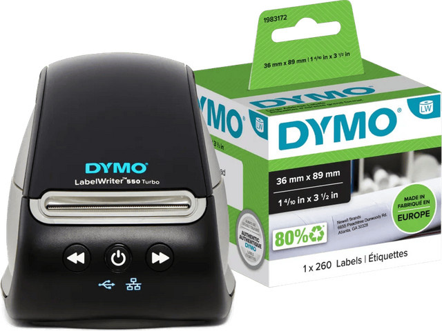 DYMO LabelWriter 550 Turbo Thermodrucker inklusive zusätzlicher Etiketten in Schwarz - Bild 1