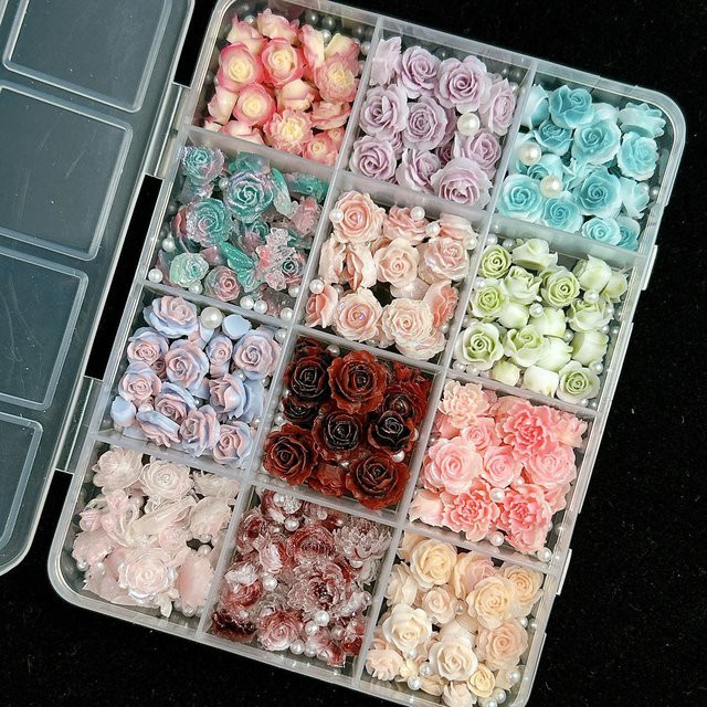 HotPress Nail Charms 3D Mixed Resin Rose Flower, Glänzend - Bild 1