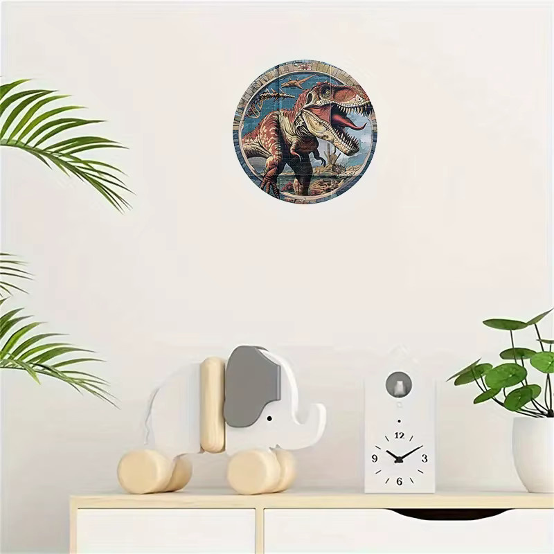 Potdemiel T-Rex Dinosaurier Wanddekoration aus Metall in Vintage-Optik, Mehrfarbig, B/H: 20 x 20 cm - Bild 4