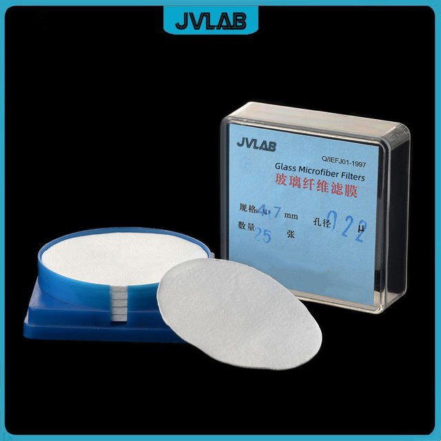 JVLAB Glasfaserfilter GF-Filterpapier als Staubmembran in Weiß, Durchmesser: 47 mm, Porengröße: 0,22/0,45 µm, 25 Stück - Bild 1