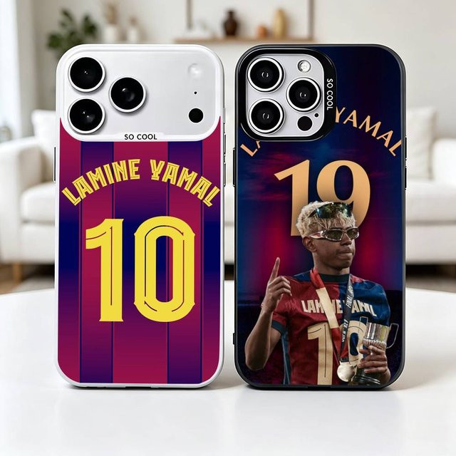 Bunte silberne Handyhülle mit Lamine Yamal Motiv für iPhone 11 bis iPhone 17 Pro Max und XS - Bild 1